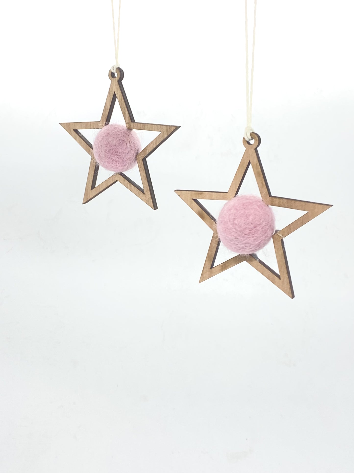 Wooden Star Decoration - Pinks
