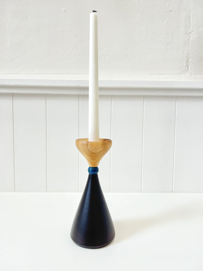 Candle Holder - Tulip Sphere - Natural/Blue/Black