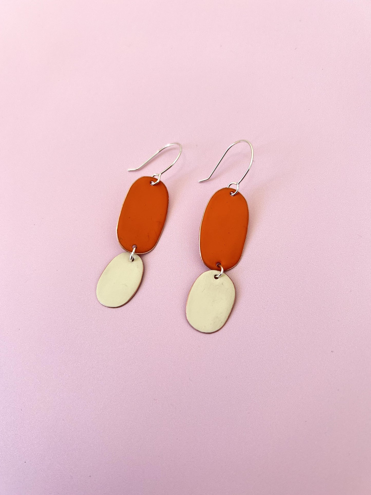 Double Drop Earrings - Orange / Ivory