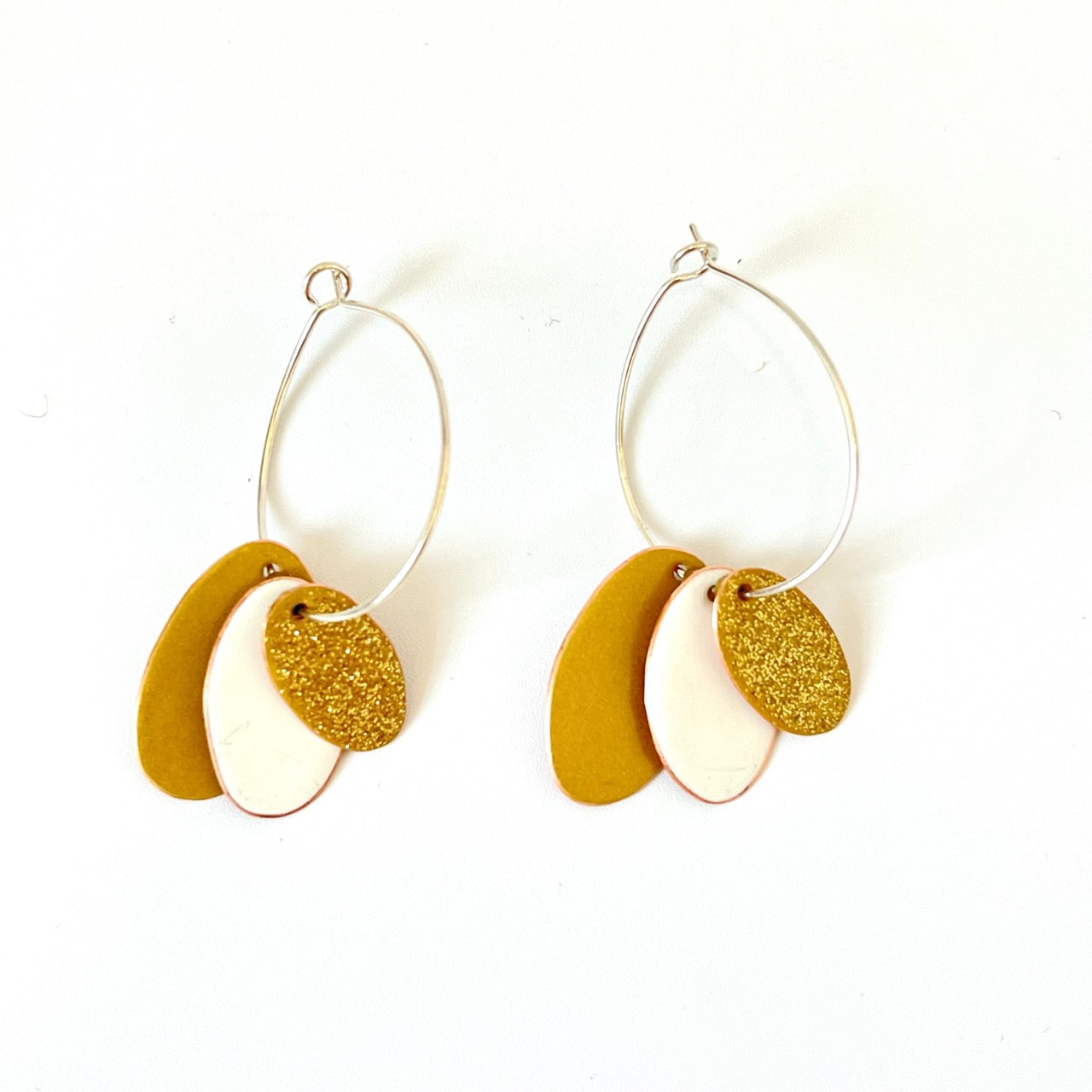 Hoops & Drops Earrings - Gold, White, Gold