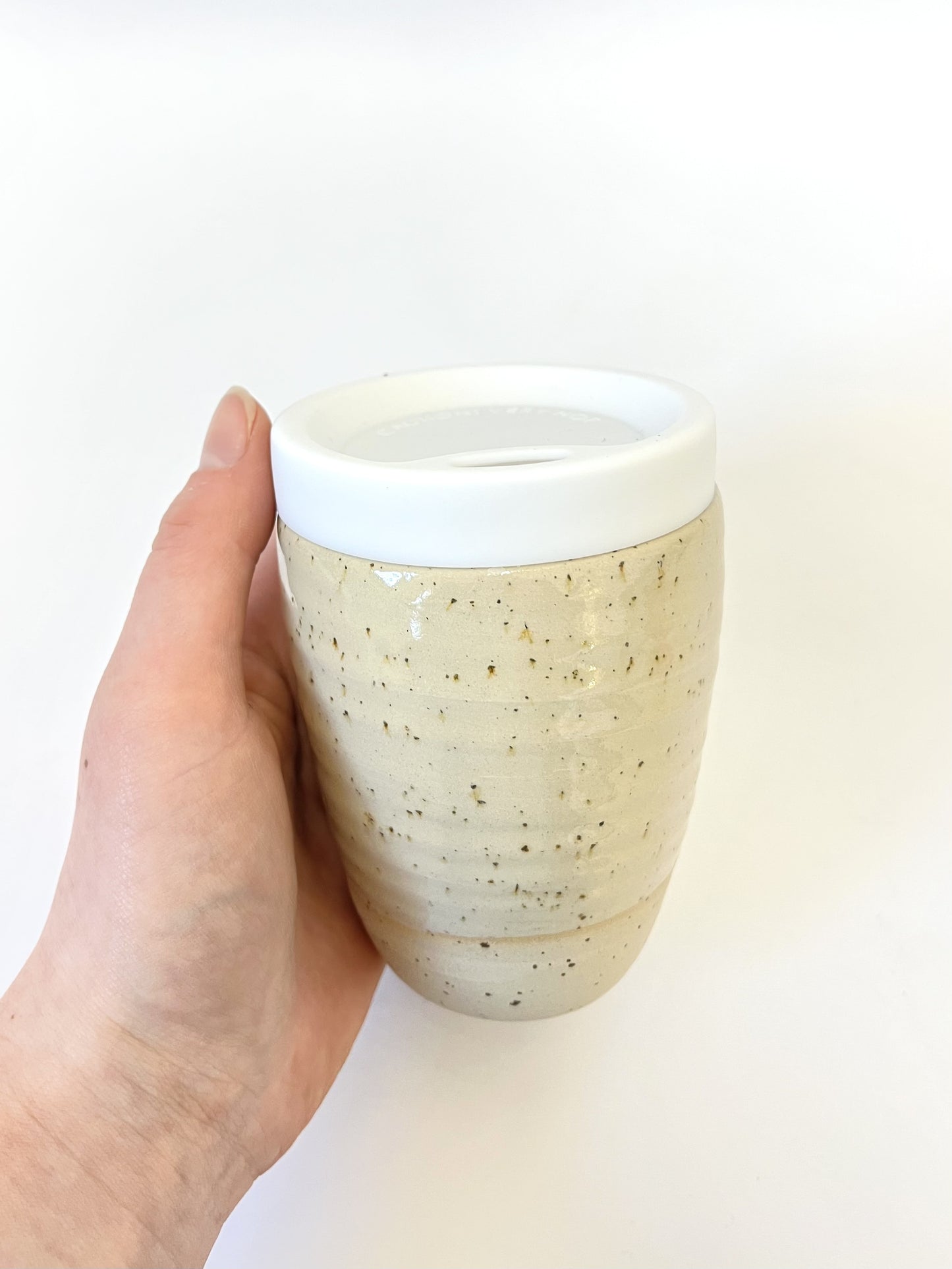 Ceramic Takeaway Cup - Speckle on Light Clay