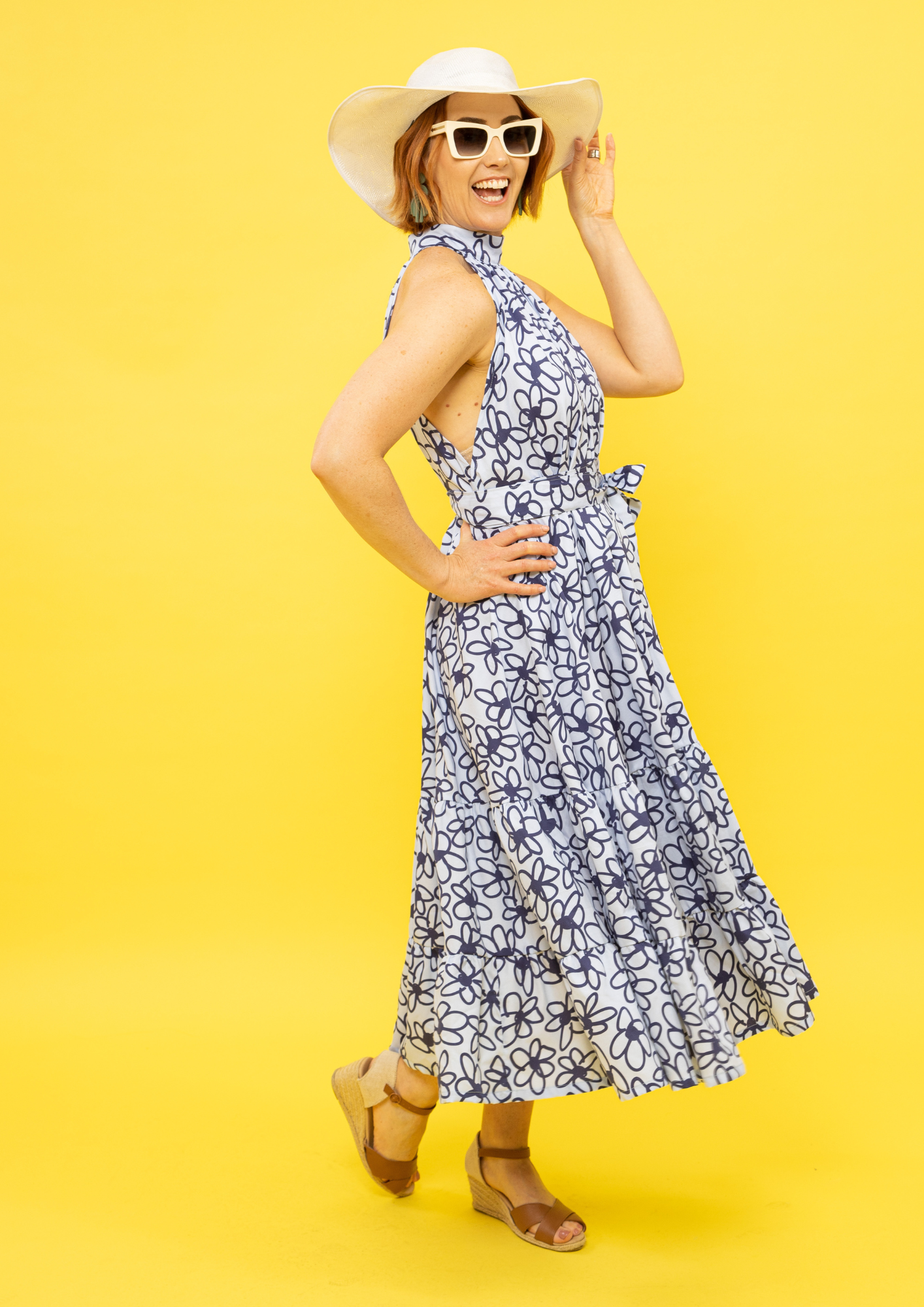 Portia Halter Dress - Bloom Blue