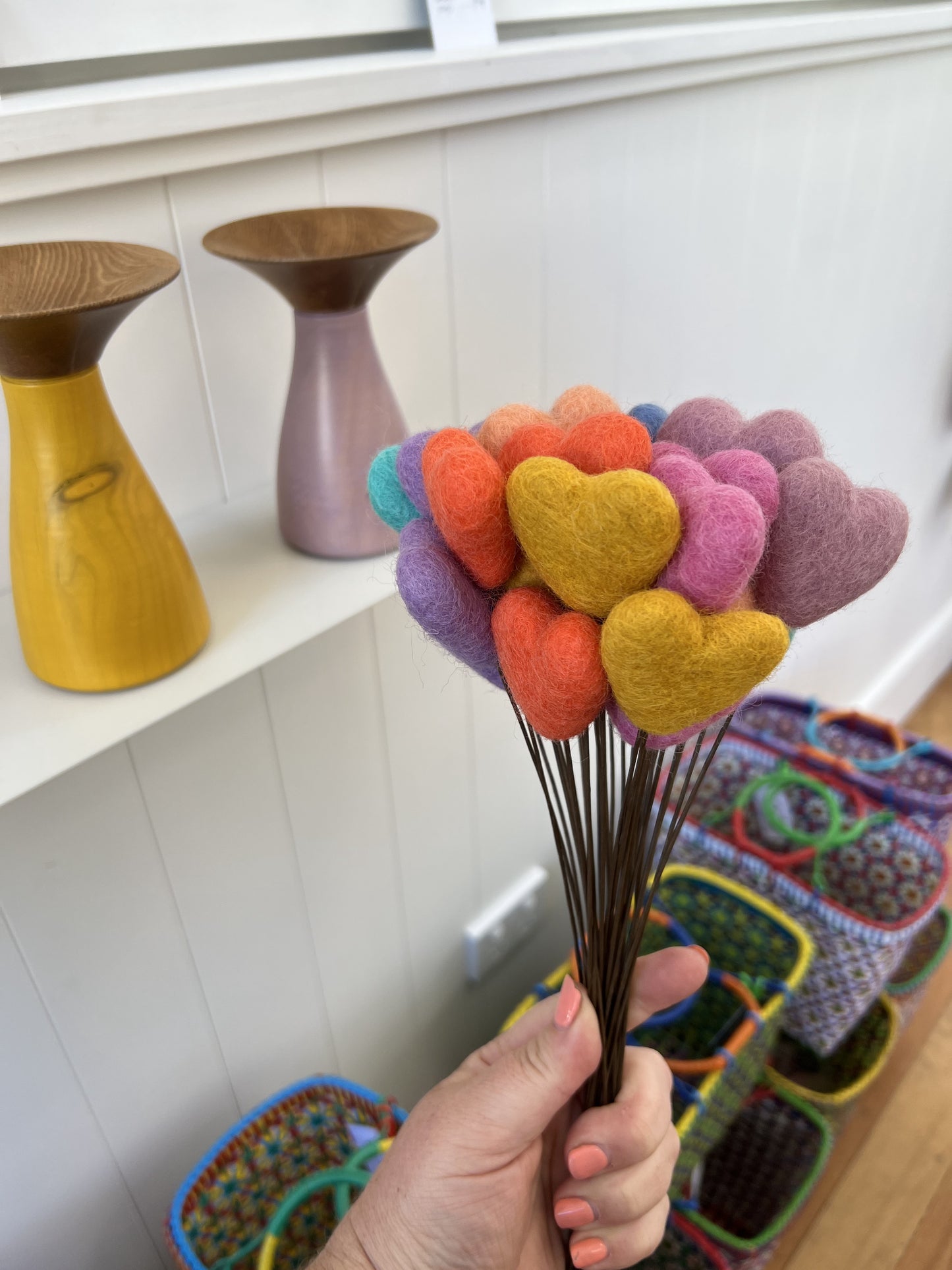 Felted Heart Sticks - Any Colour