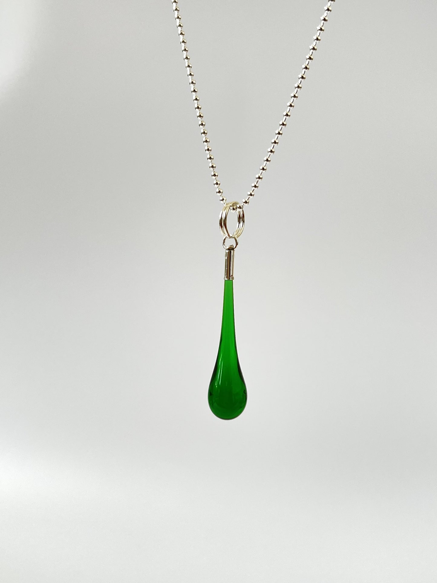 Glass Teardrop Pendant - Emerald