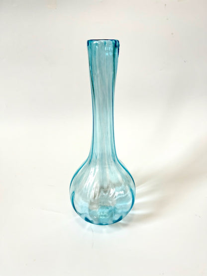 One-off Handblown Glass Vase - Copper Blue