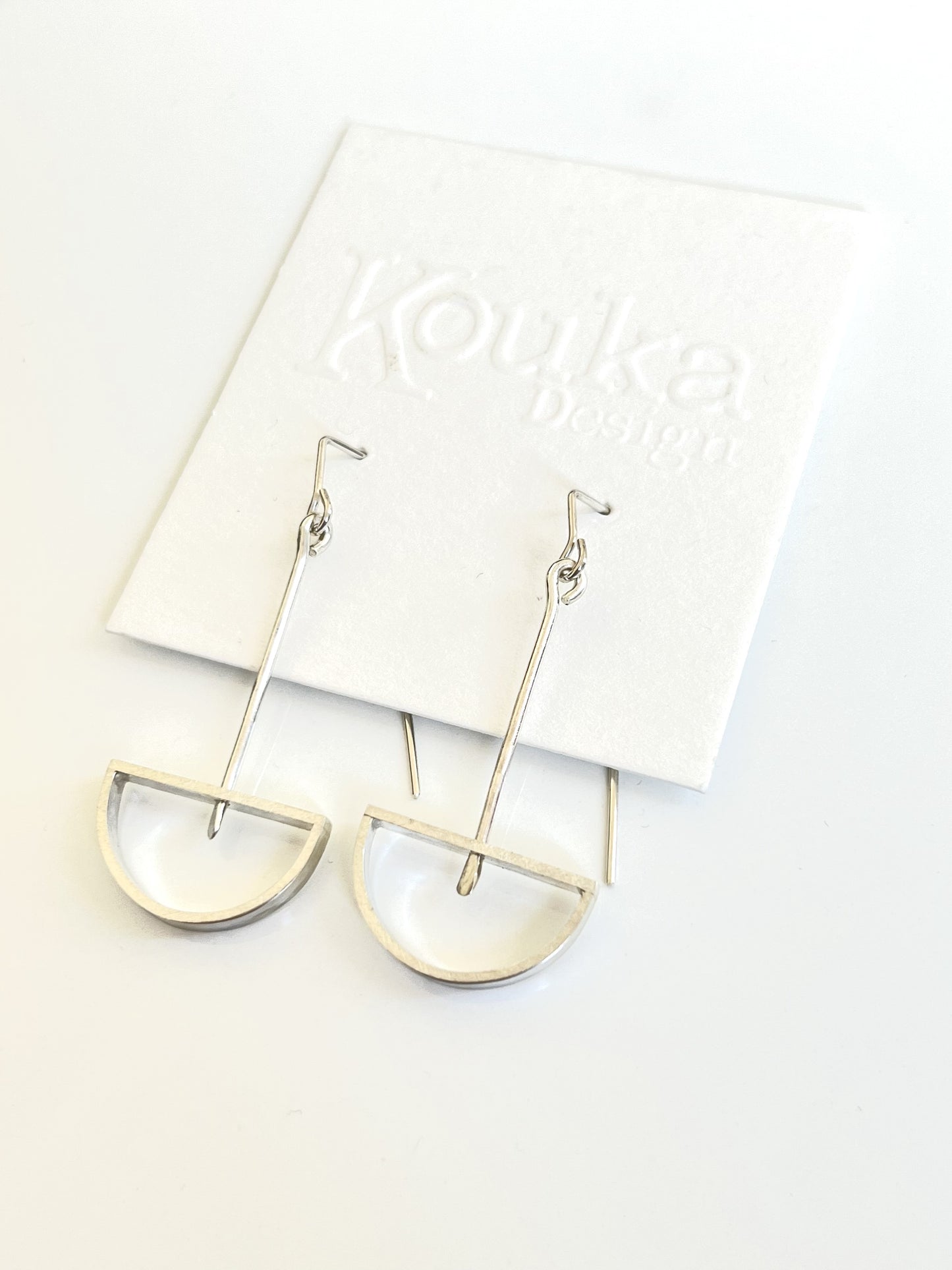 Silver Thick Crescent Shape Earrings (#162)