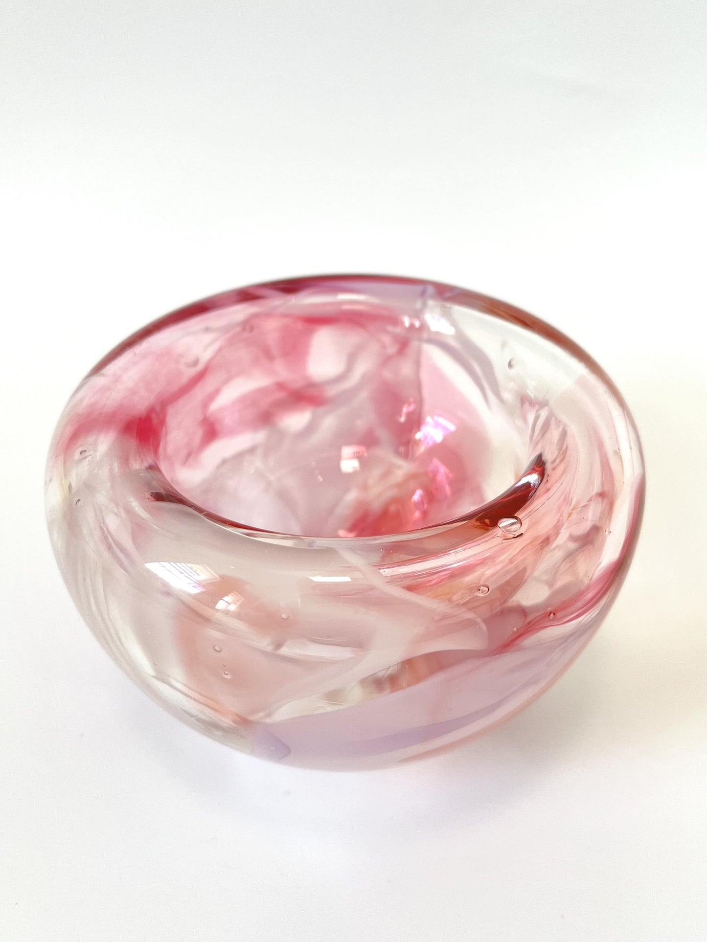 Handblown Glass "Fulvio" Bowl - Pink Marble #2