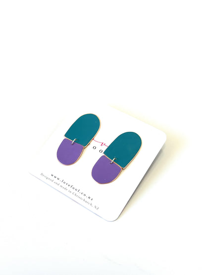 Ora Studs - Dark Turquoise / Violet