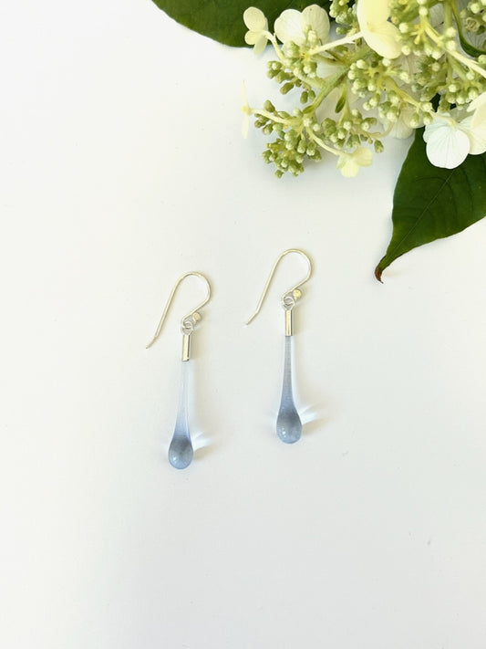 Glass Teardrop Earrings - Ice Blue