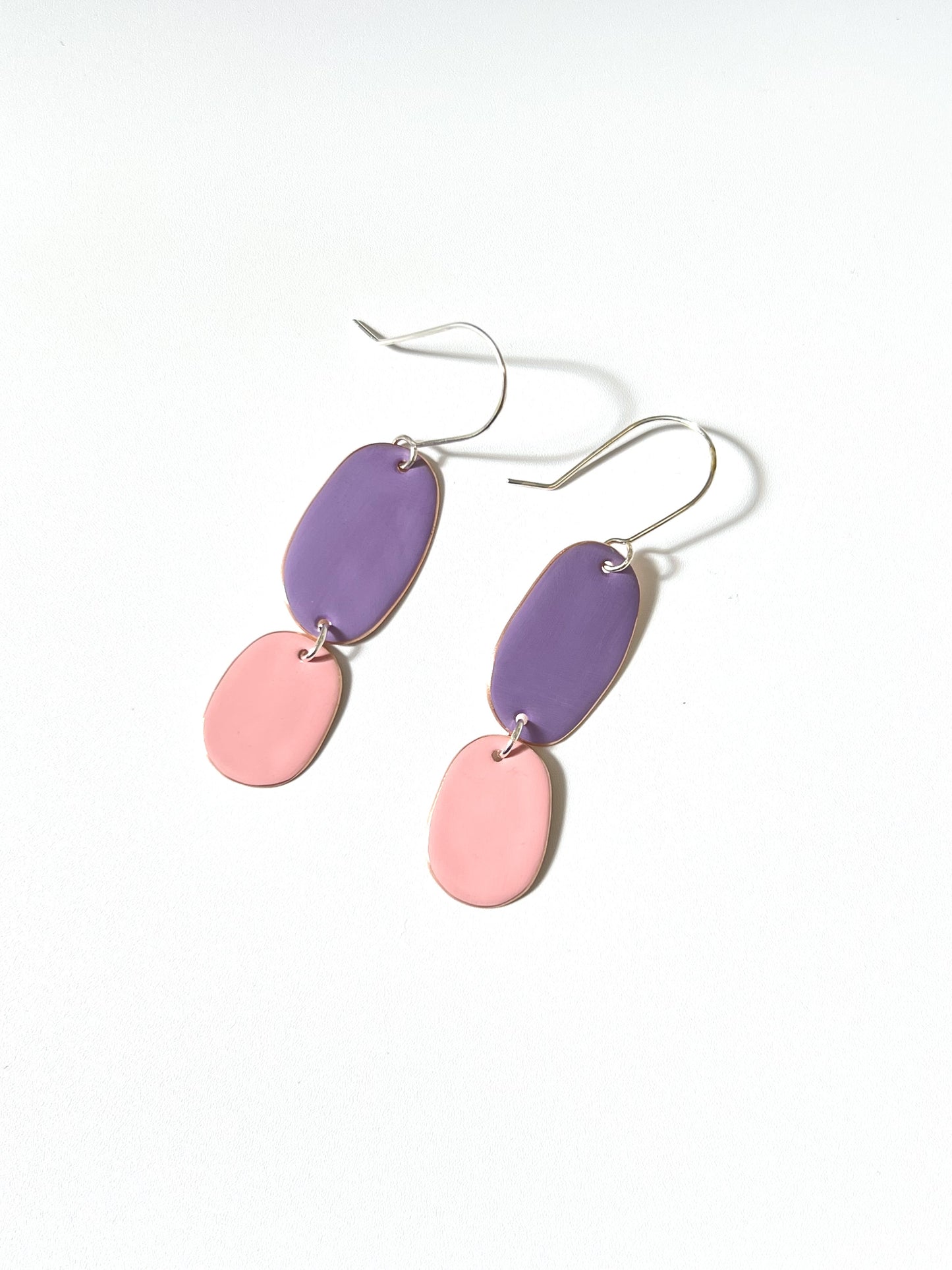 Double Drop Earrings - Violet/Pink