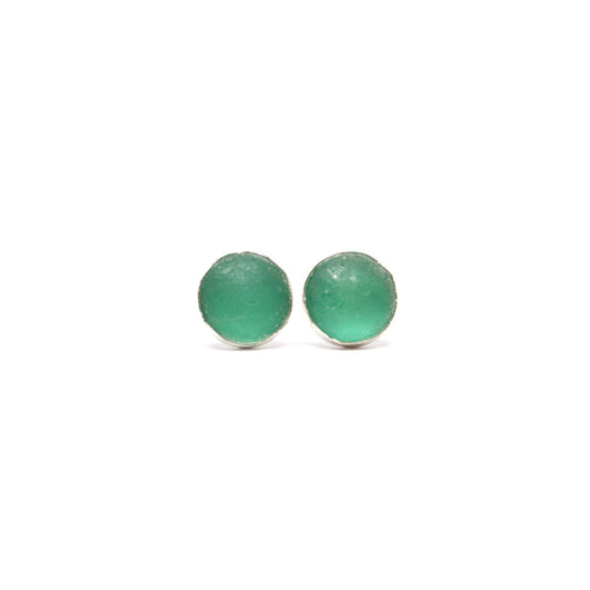 Cheerful Studs. Sterling Silver. Teal Green