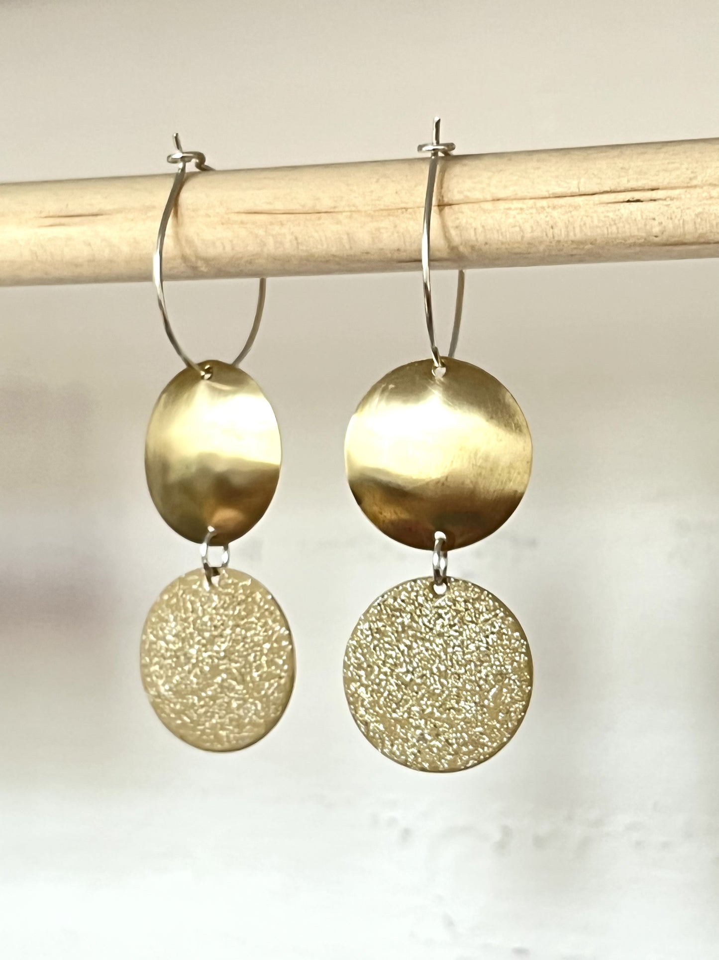 Domed Dot Earrings - Gold Glitter