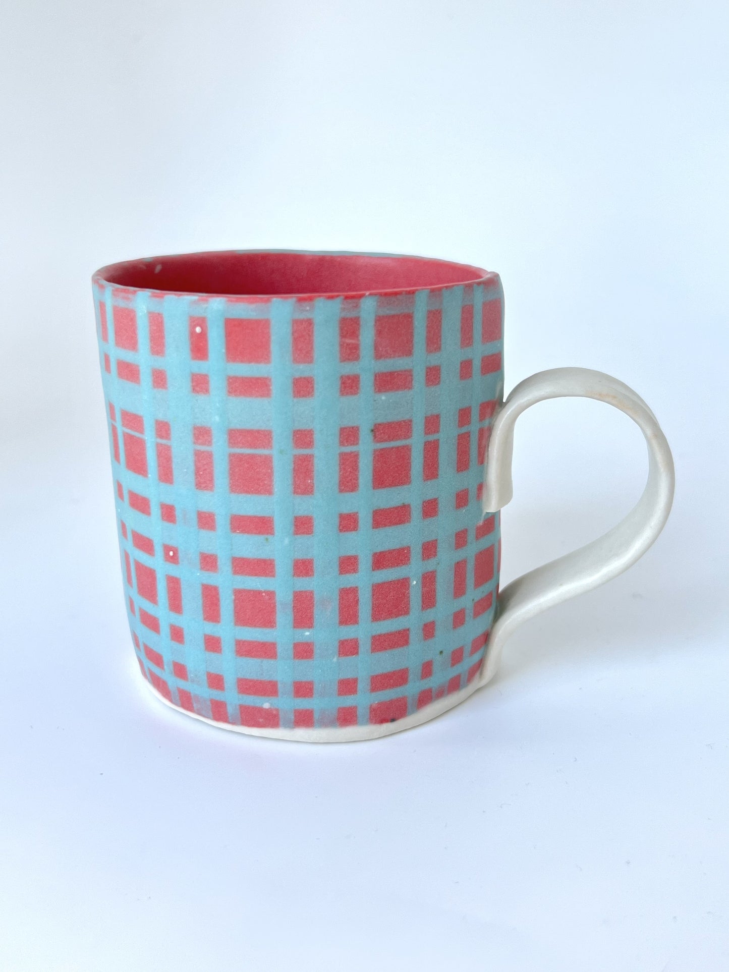 Ceramic Nerikomi Mug - Large - Tartan Red with Blue