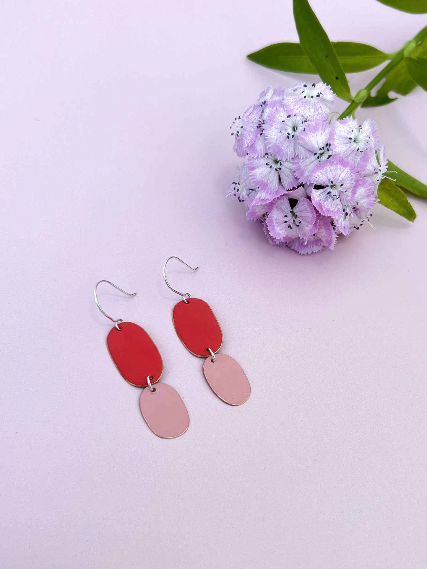 Double Drop Earrings - Strawberry / Pink