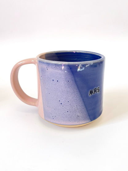 Ceramic "Mrs." Mug - Royal Blue / Blush