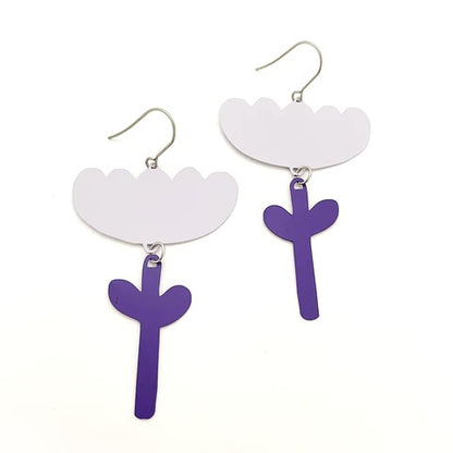 Lilac + Violet Flower Dangle Earrings