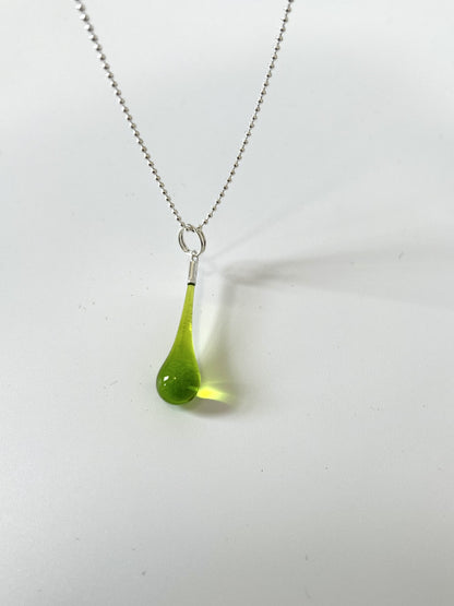 Glass Teardrop Pendant - Peridot Green