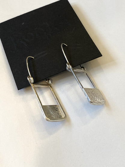 Earrings - Silver Oblong with solid piece (#140)