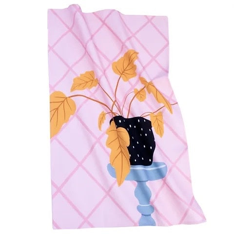 Illustrated Cotton Tea Towel - Blush Plant Stand