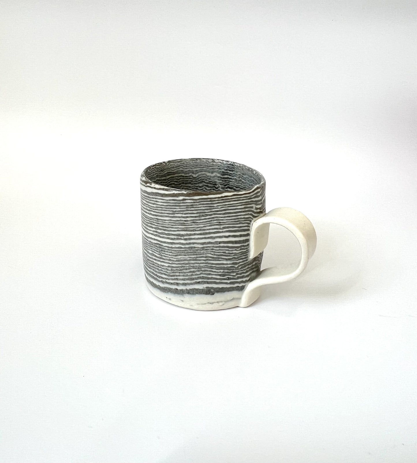 Ceramic Nerikomi Mug - Medium - Grey (Thin Stripes)