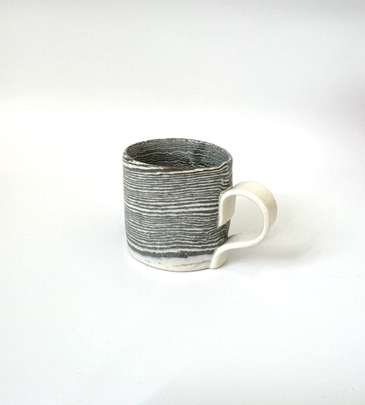 Ceramic Nerikomi Mug - Medium - Grey (Thin Stripes)