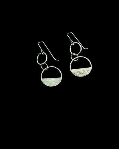 Silver Double Hoop Earrings With S Piece (#127)