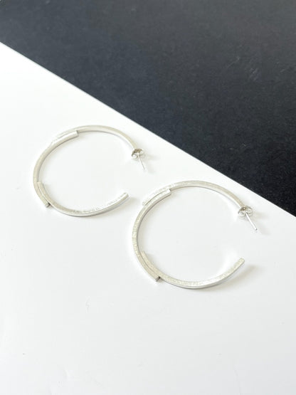 Three-Piece Textured Hoop on Stud Earrings