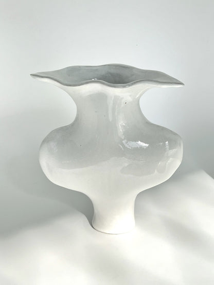 Porcelain Statement Rippled White Vase