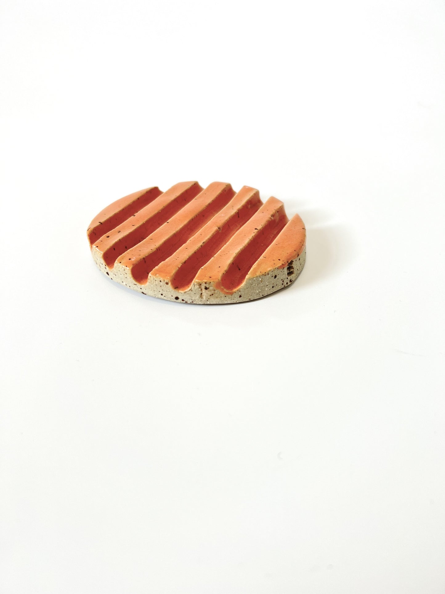 Handmade Ceramic Round Textured Dish - Orange