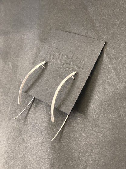 Silver Square Wire Curve Earrings (#137)