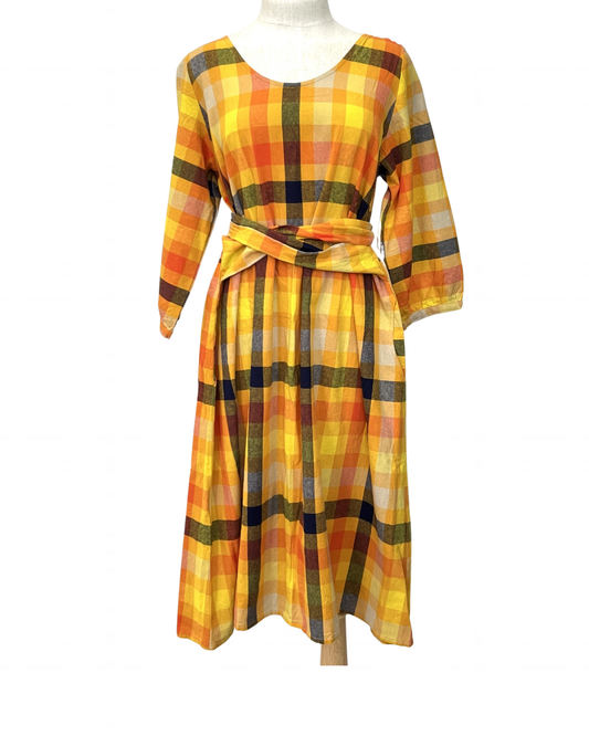 Long Sleeve Mollie Dress - Yellow Check