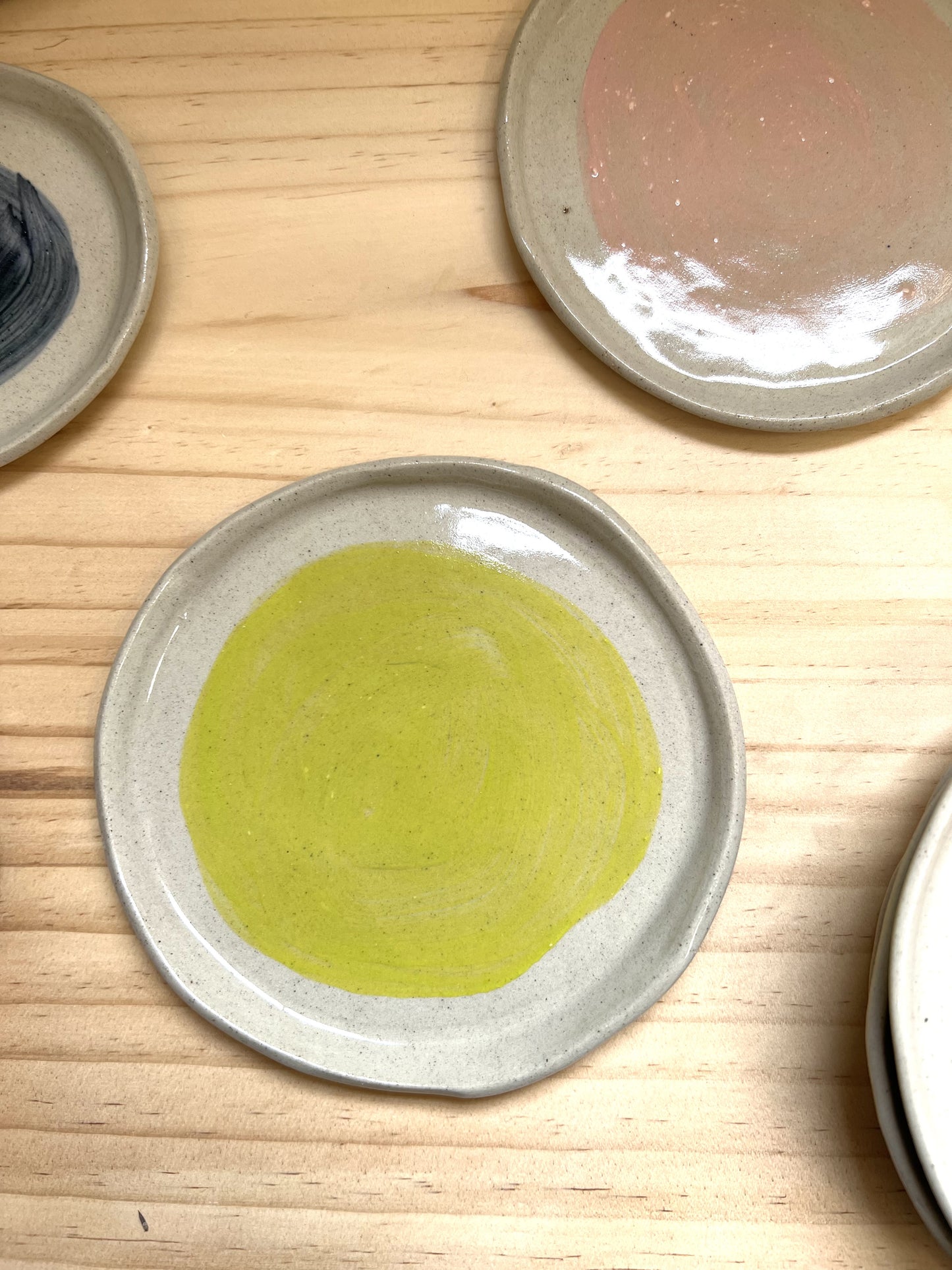Handmade Ceramic Round Plate - Green