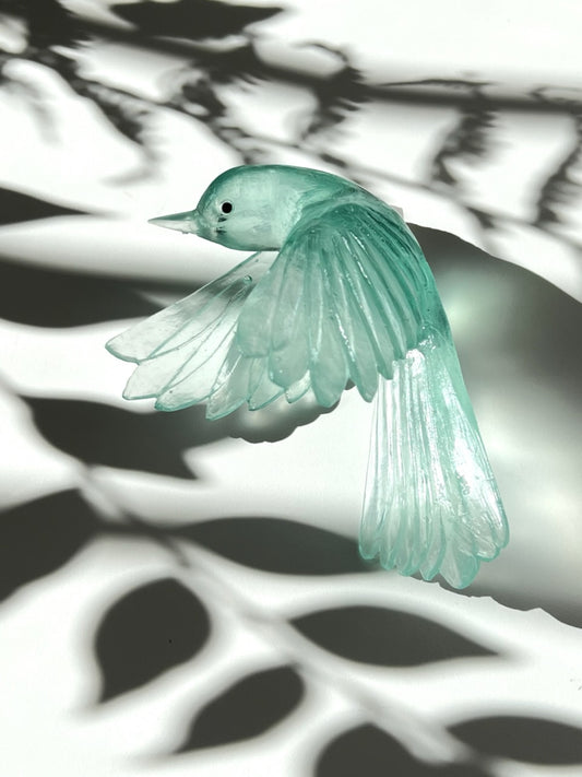 Fantail / Pīwakawaka #2 (Wings Down) - Pale Jade