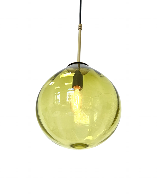 Handblown Glass  'Dodici' pendant light - Olive Green - made to order