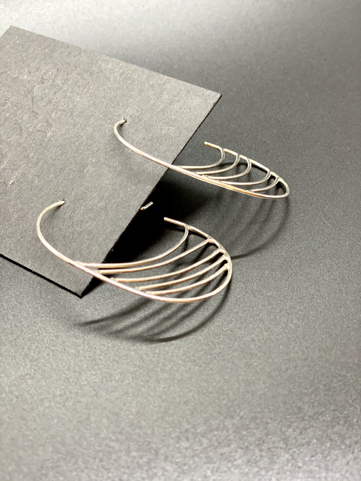 Silver 3/4 Hoop Earrings with Curves (#134)