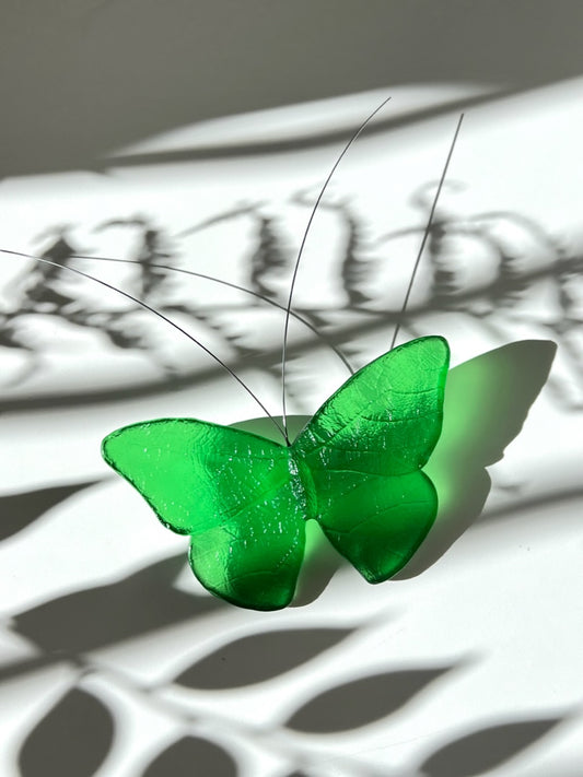 Glass Red Admiral / Kahukura Butterfly - Emerald