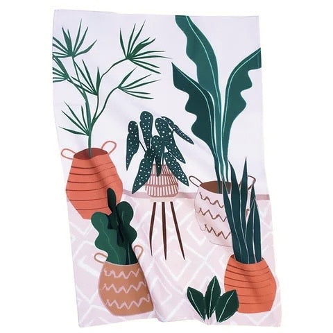 Illustrated Cotton Tea Towels - Natural plants