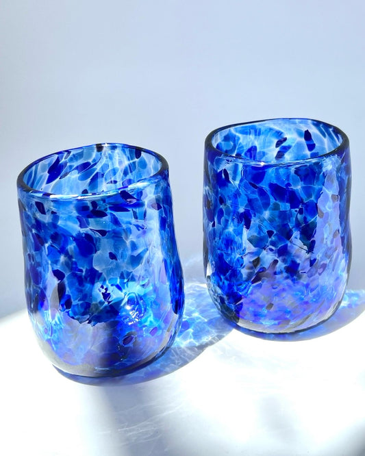 Handblown Glass Tumbler - Cosmic Blue