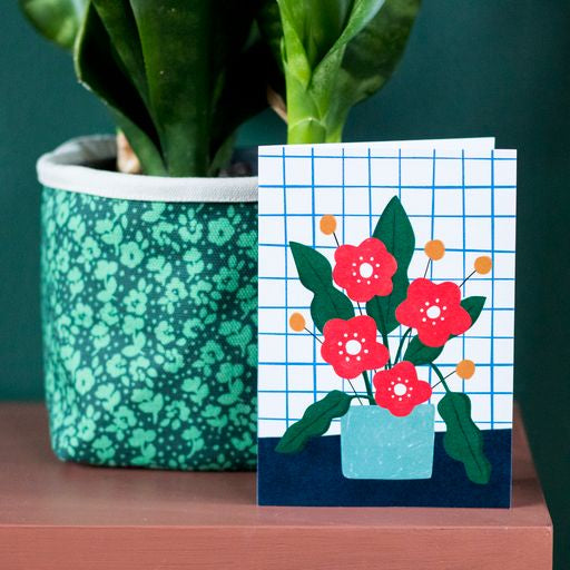 Greeting Card - Red Flowers