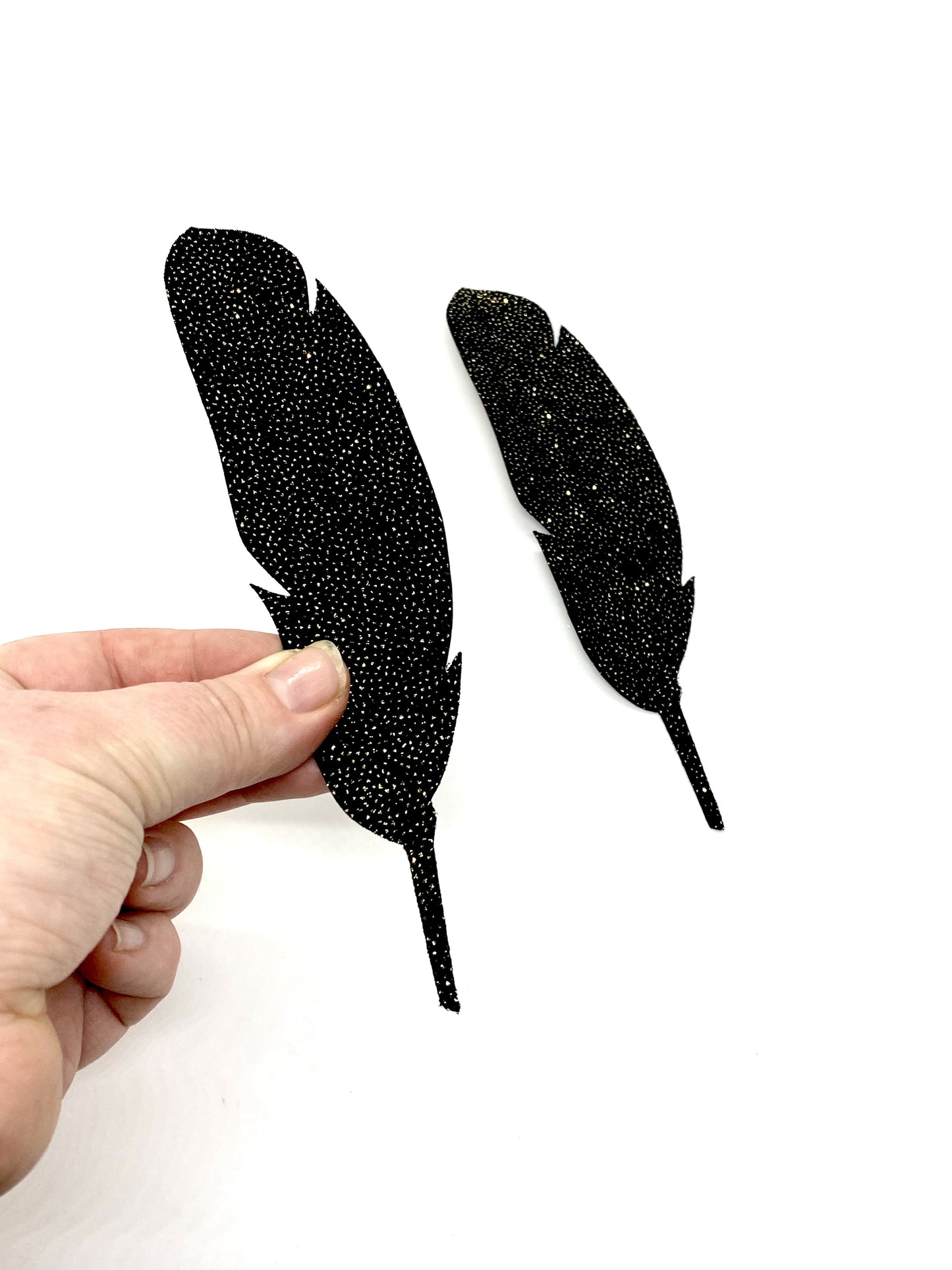 Single Feather Magnet - Black Sparkle