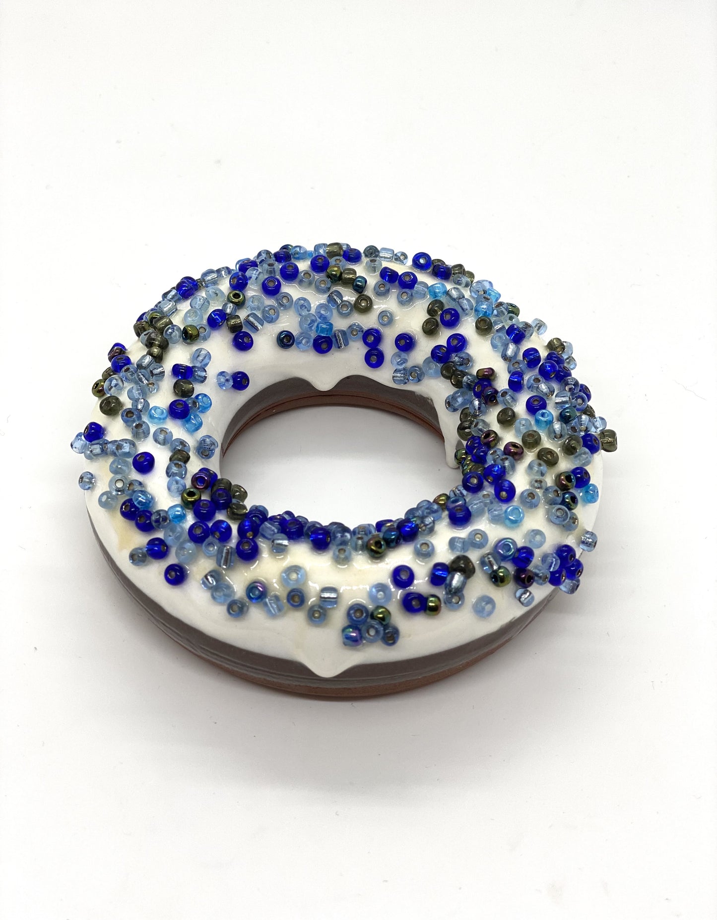 Doughnut Ceramic Art  - light & dark blue