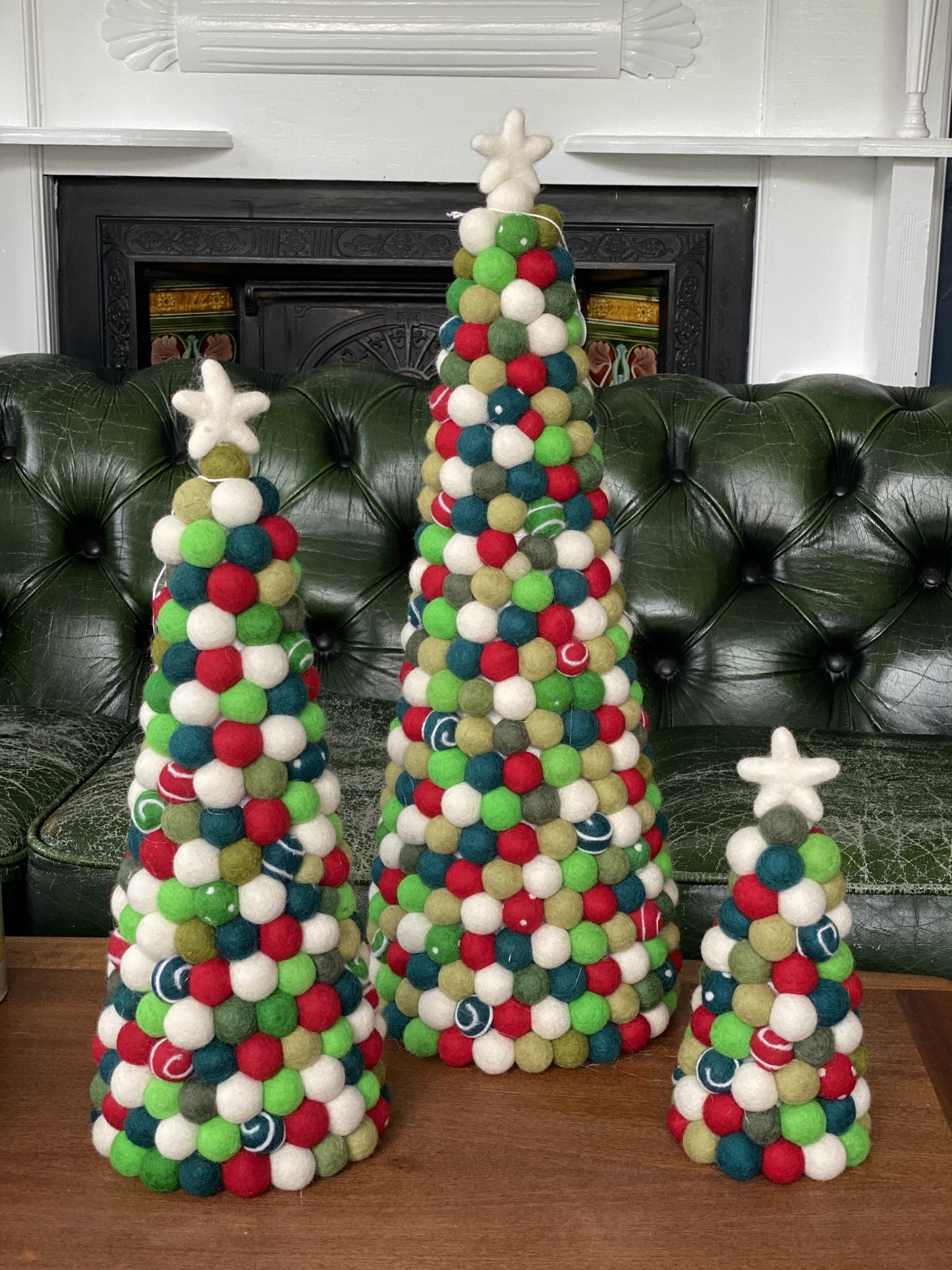 Pom-Pom Christmas Tree - Traditional Green / Red / White
