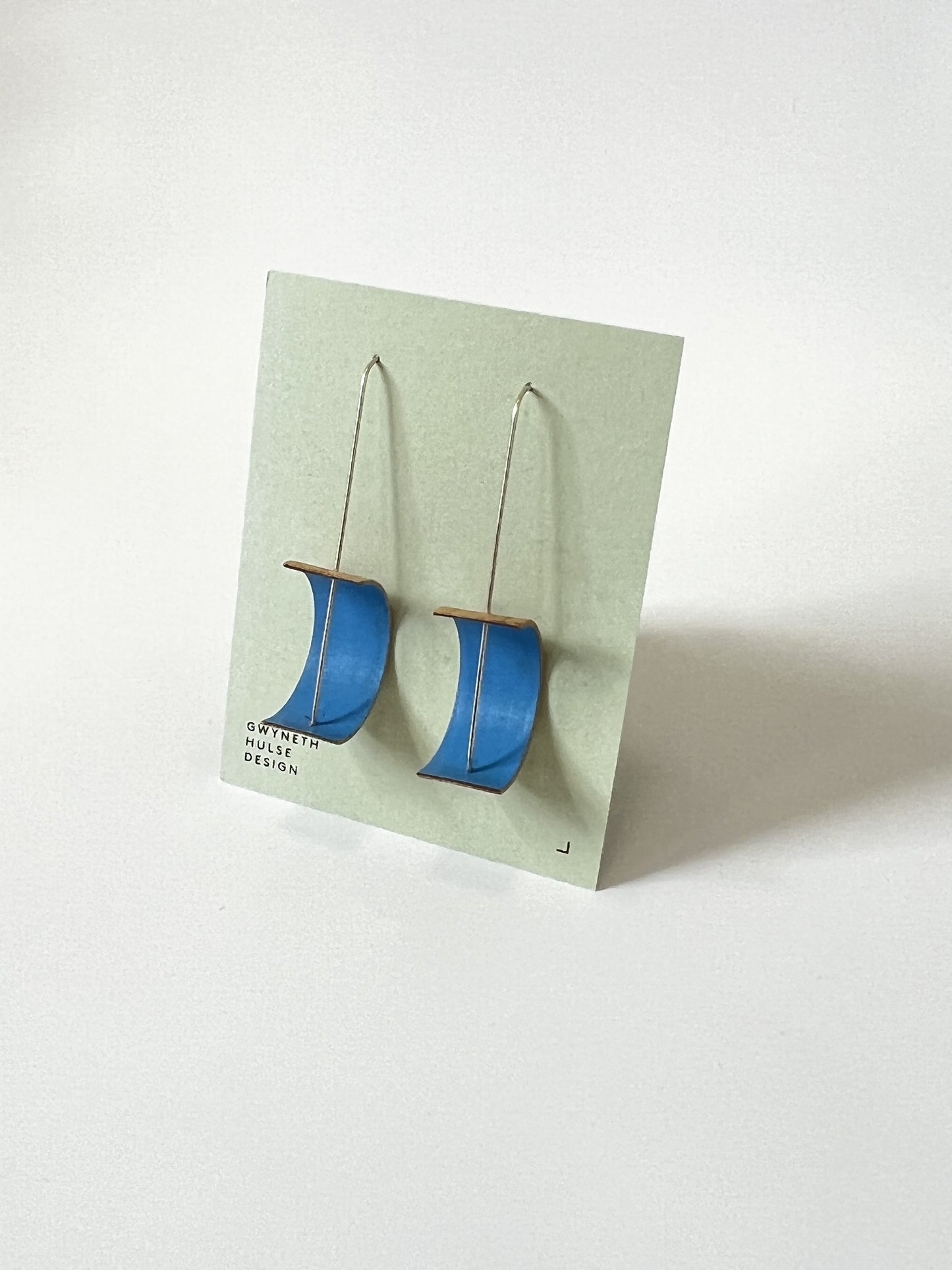 Bentwood Kauri Crescent Earrings - Blue