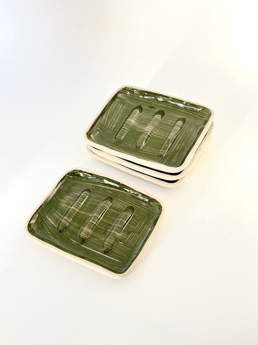 Ceramic Soap Dish - Dark Green
