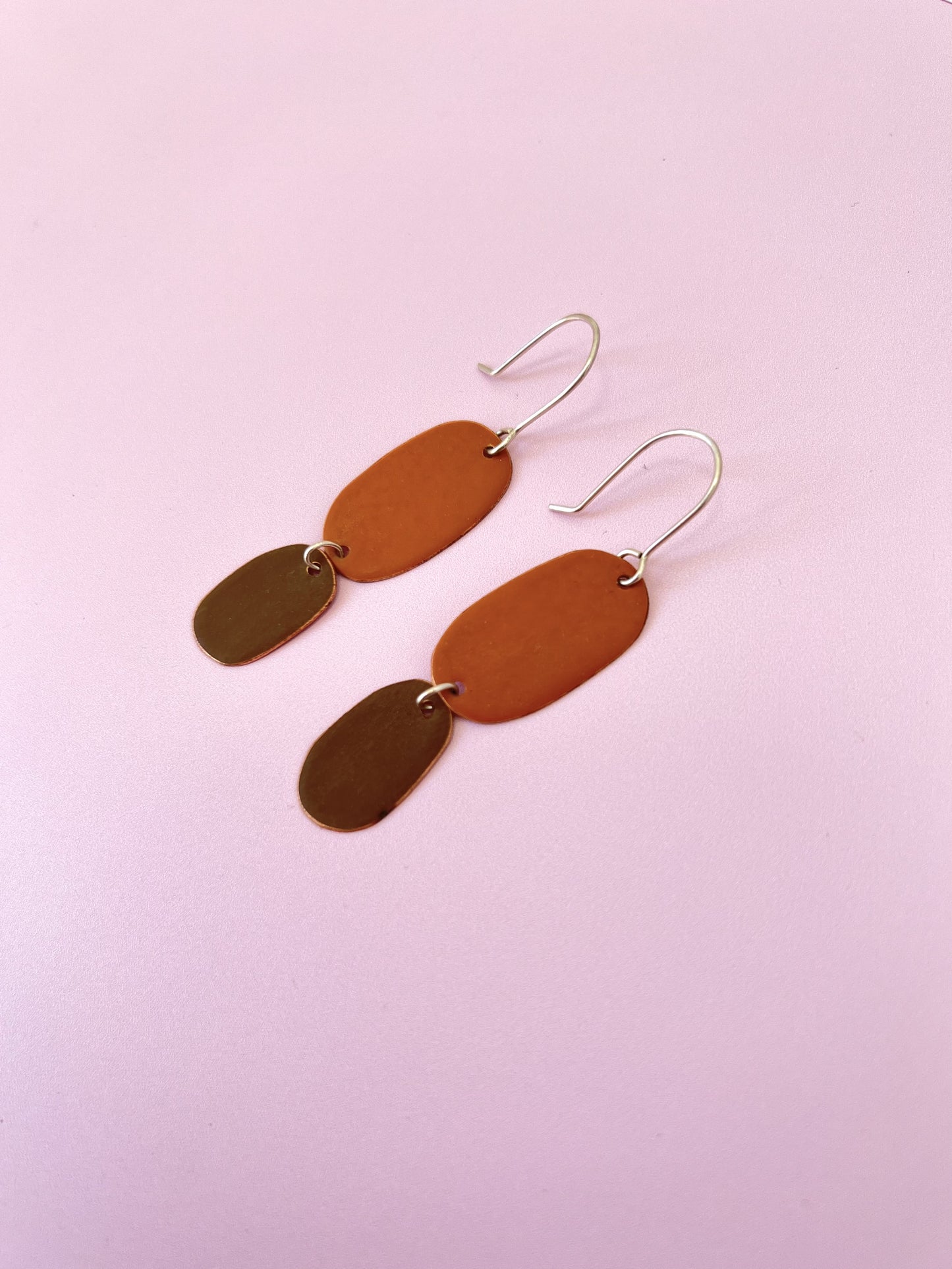 Double Drop Earrings - Cognac / Brown