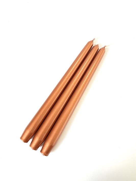 Metallic Copper Venetian Tapered Candle - 250mm
