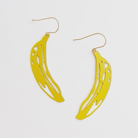 Banana Dangle Earrings in Yellow