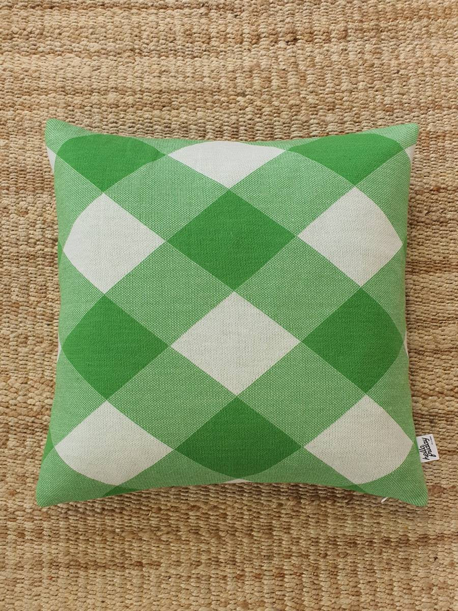 Bright Check Cushion Cover - Green