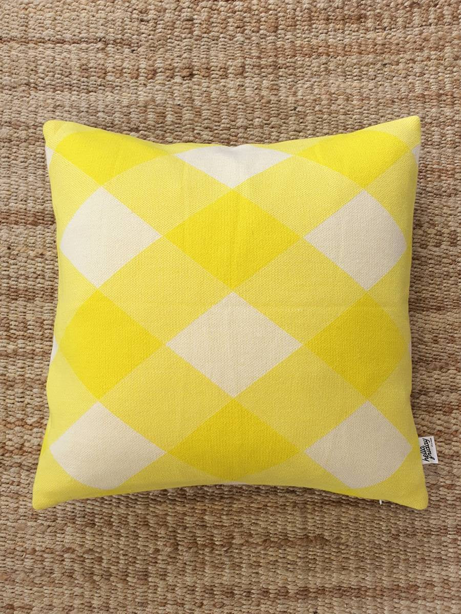 Bright Check Cushion Cover - Yellow