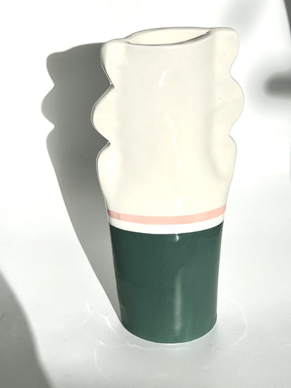 'Oscillate' Ceramic Art Vase - Teal Green